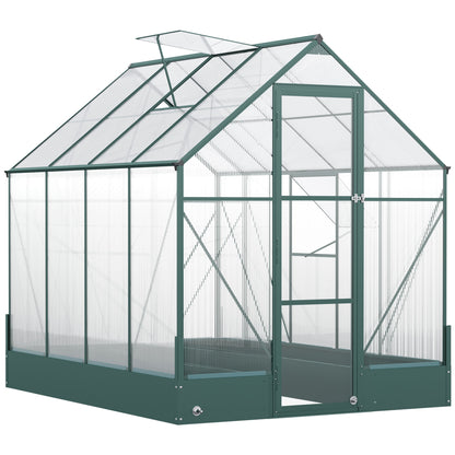 Garden Walk-in Aluminium Greenhouse Polycarbonate with Plant Bed