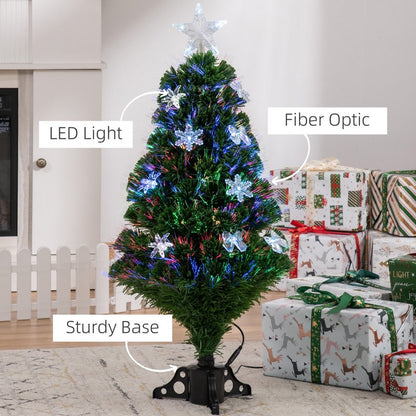 3FT Prelit Artificial Christmas Tree Fiber Optic LED Light Holiday Home Xmas Decoration Tree with Foldable Feet