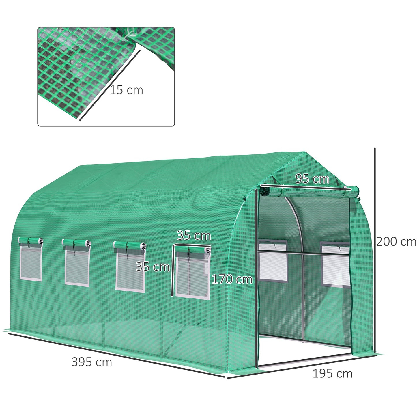 4x2 m Polytunnel Walk-in Greenhouse-Green