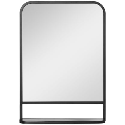 Modern Square Wall Mirror with Storage Shelf