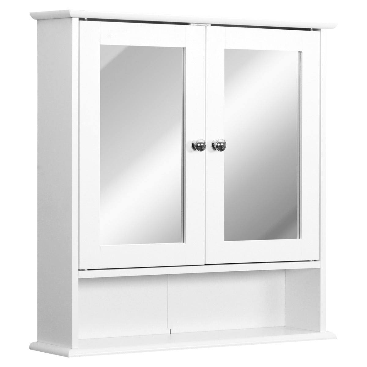 kleankin Wall-mounted Bathroom Cabinet Mirror Door Organiser Storage Shelves Living Room White