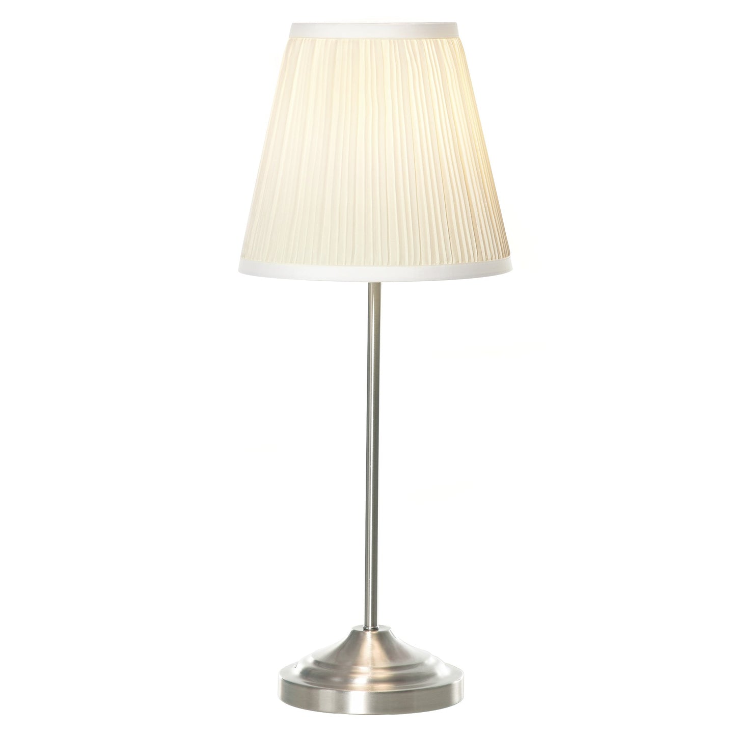 Modern Table Lamp with Pleated Fabric Lampshade and Metal Base