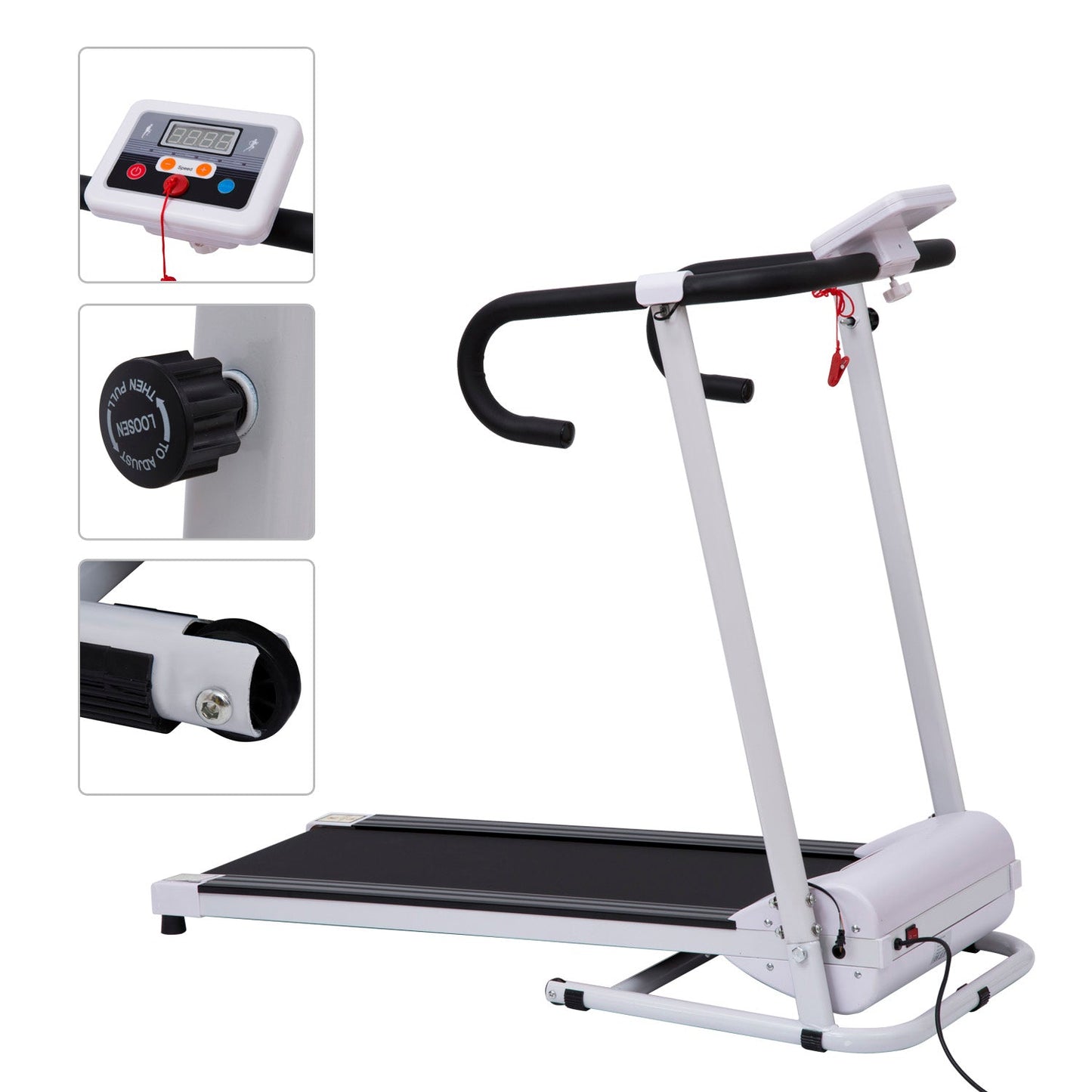 Steel Folding Motorized Home Treadmill w/ LCD Monitor White