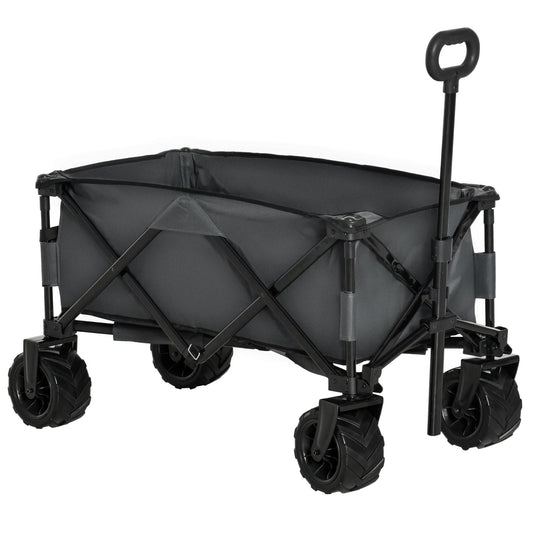 Folding Metal Frame Garden Trolley - Grey