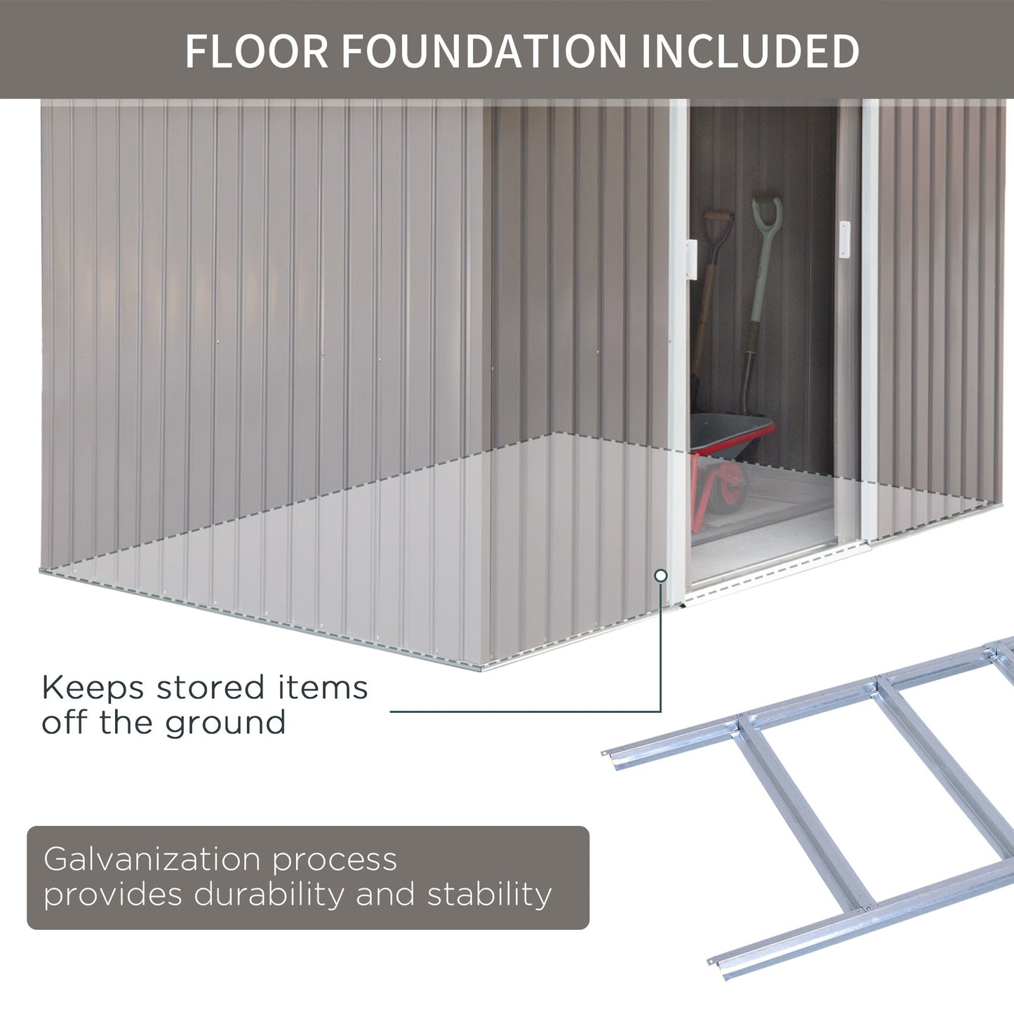 Galvanised 9 x 6' Double Door Apex Garden Shed With Ventilation Steel Grey by Steadfast