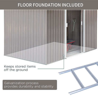 Galvanised 9 x 6' Double Door Apex Garden Shed With Ventilation Steel Grey by Steadfast