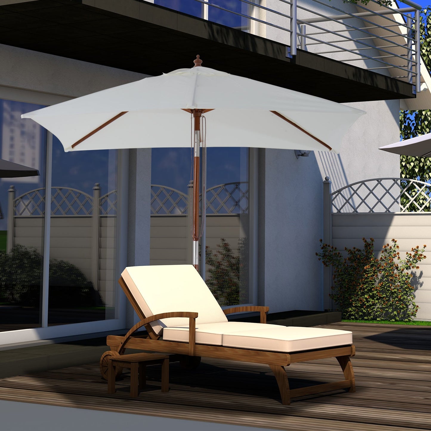 2m x 1.5m Garden Parasol Umbrella with Tilting Sunshade Canopy