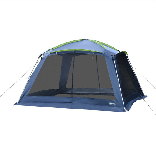 5-8 Persons Pop Up Tent Camping Gazebo Garden Tent-Dark Blue/Green