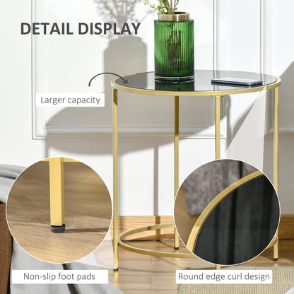 Round Side Table Morden Coffee Tables with Gold Metal Base