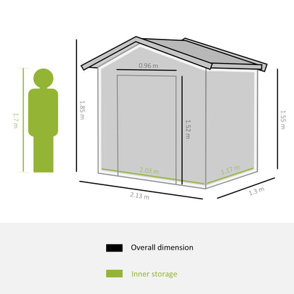 Galvanised 7 x 4' Double Door Apex Garden Shed Lockable Steel Green by Steadfast