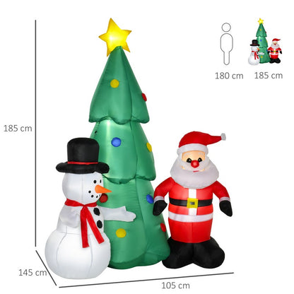 6ft Christmas Inflatable Tree Snowmen Santa Claus Outdoor Decoration for Garden