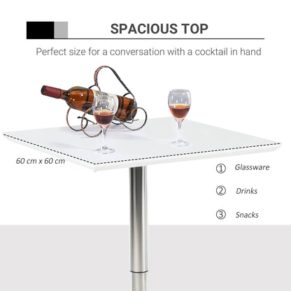 Homcom Square Height Adjustable Bar Table Counter Pub Desk with Metal Base for Home Bar