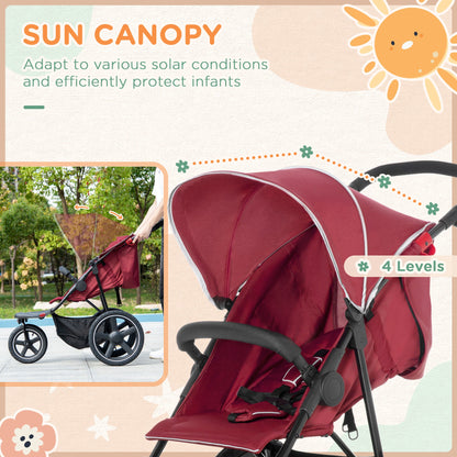 Foldable Three-Wheeler Baby Stroller w/ Canopy