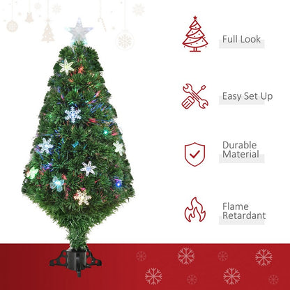 4FT Prelit Artificial Christmas Tree Fiber Optic LED Light Holiday Home Xmas Decoration Tree with Foldable Feet