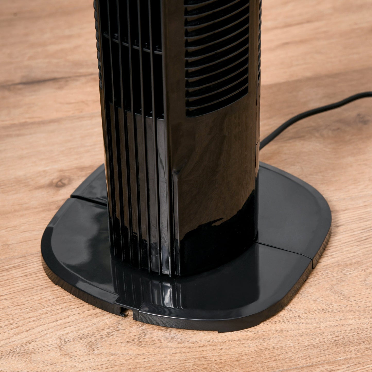 Oscillating Three Speed Tower Fan With Timer & Remote Control Black