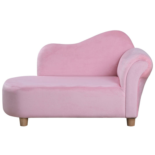 Kids Velvet-Like Chaise Lounge Pink