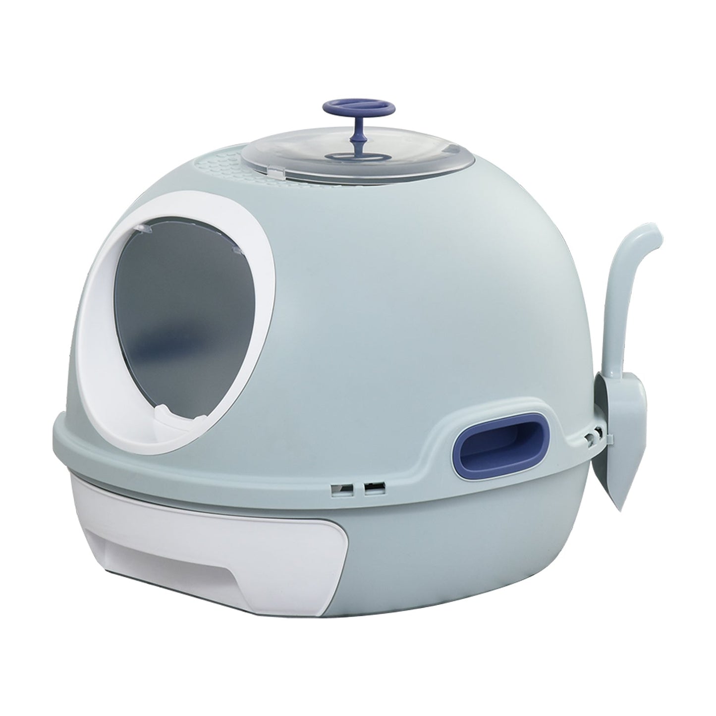 PawHut Cats Rooftop Plastic Easy Clean Litter Box Blue