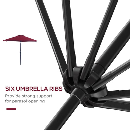 2.7M Garden Parasol Umbrella With Tilt And Crank