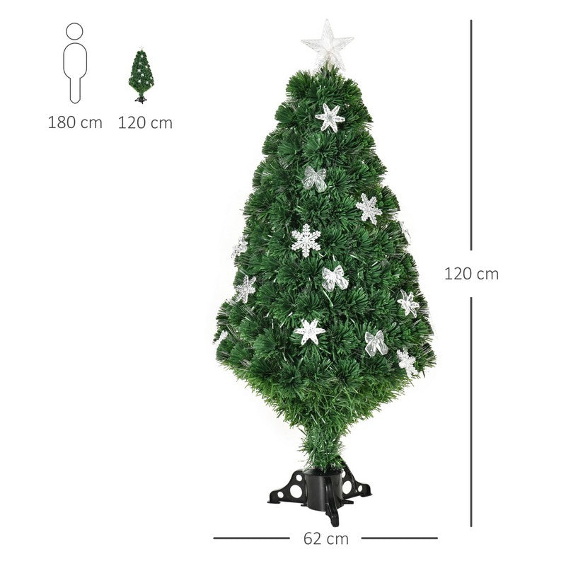 4FT Prelit Artificial Christmas Tree Fiber Optic LED Light Holiday Home Xmas Decoration Tree with Foldable Feet