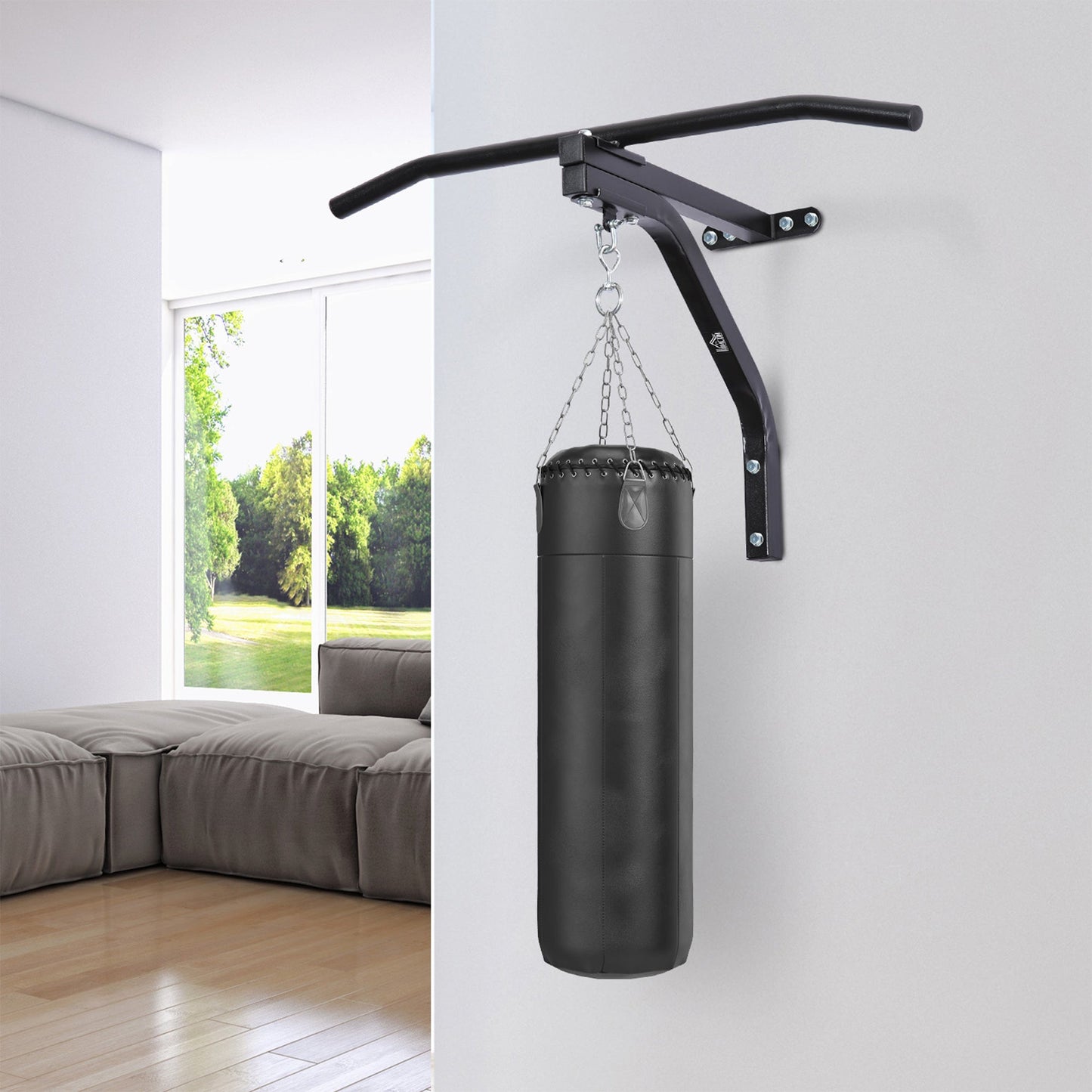 Punching Bag Hanger Wall Mount Bracket Kick Boxing MMA Training Frame Home Fitness Workout Pull Up Bar