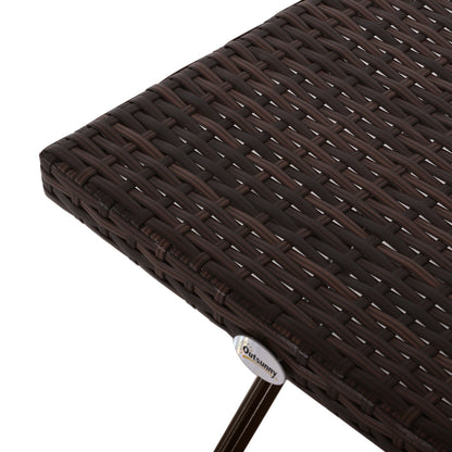 Square PE Wicker Rattan Folding Table - Brown