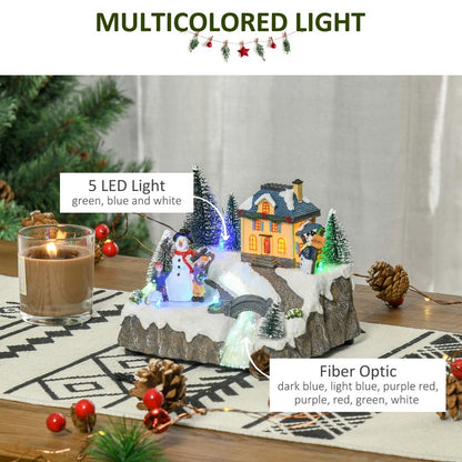 Animated Christmas Village Scene Musical Holiday Decoration with LED Light