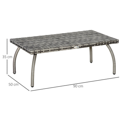 PE Wicker Rattan Garden Coffee Table - Mixed Grey