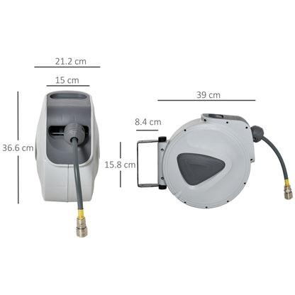 DURHAND Retractable Air Hose Reel Wall Mounted Workshop Compressor Tool 1/4" 15m+140cm