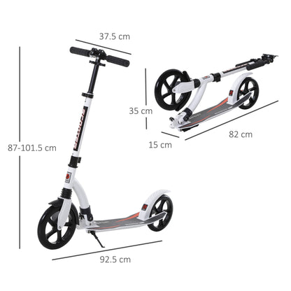 Teen/Adults Aluminium Folding Kick Scooter w/ Shock Mitigation System White