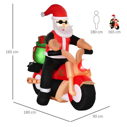 5.5ft Christmas Inflatable Santa Claus Riding a Motorcycle Blow Up Decoration Xmas Décor for Garden