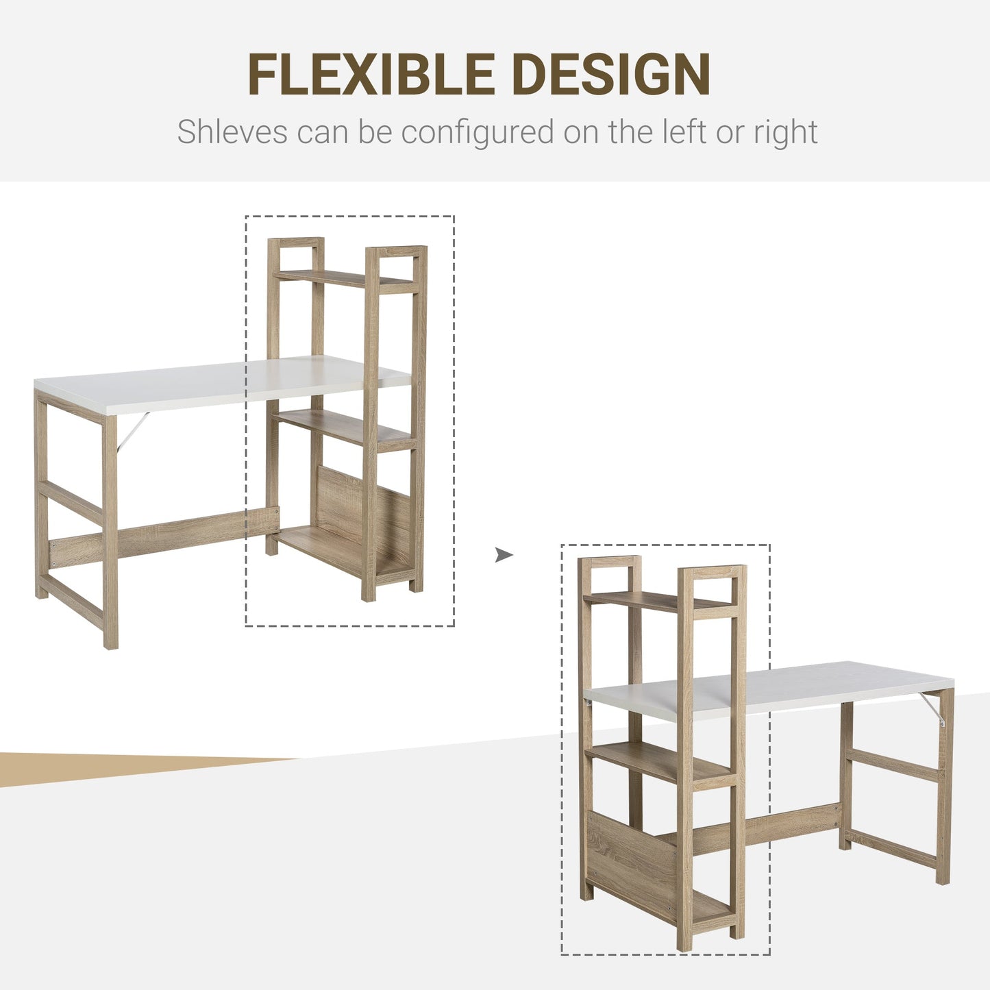 Computer Desk with 3 Tier Storage Shelves