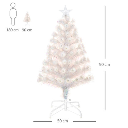 3FT Prelit Artificial Christmas Tree with Fibre Optic LED Lights Holiday Home Xmas Decoration