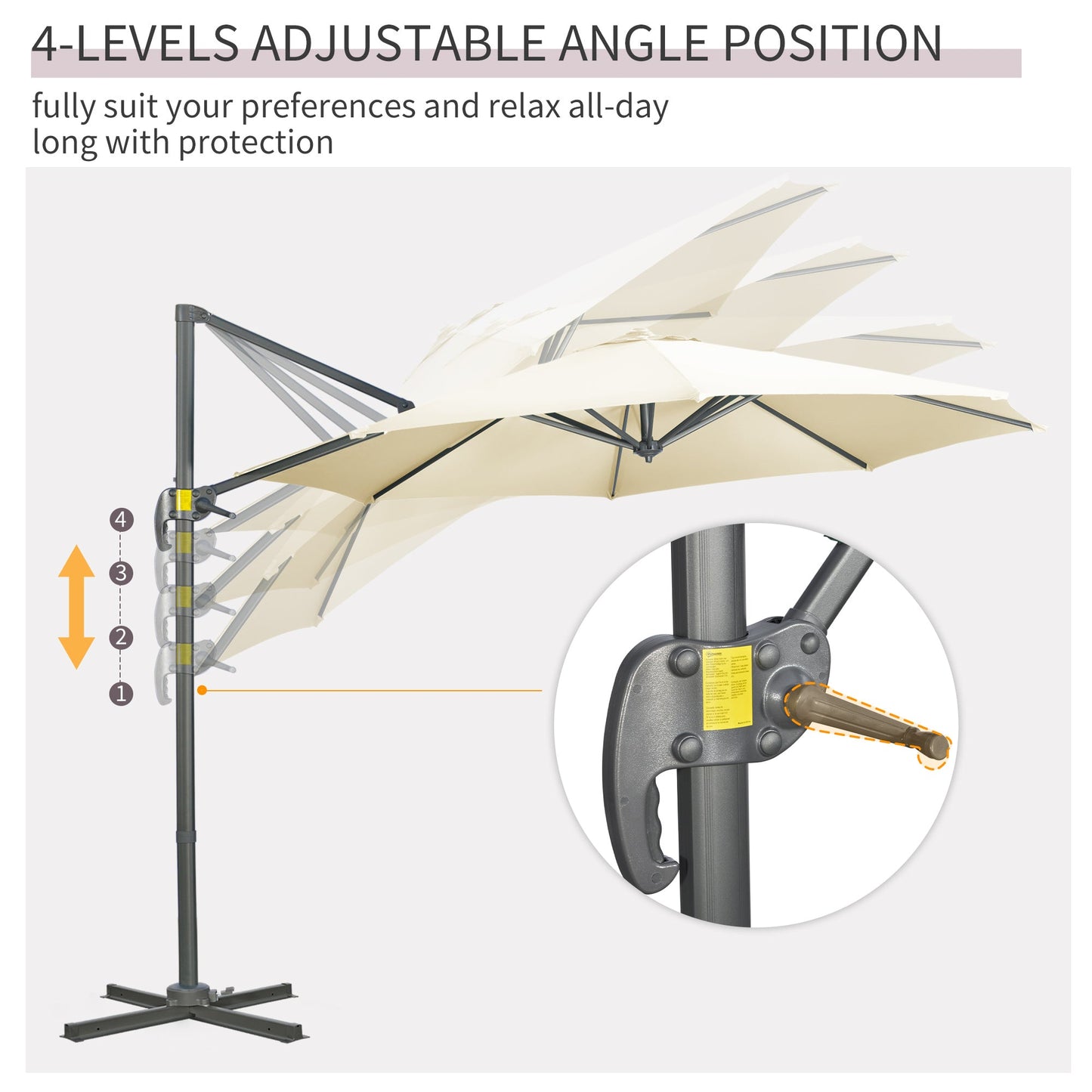 3 x 3M Cantilever Parasol with Cross Base