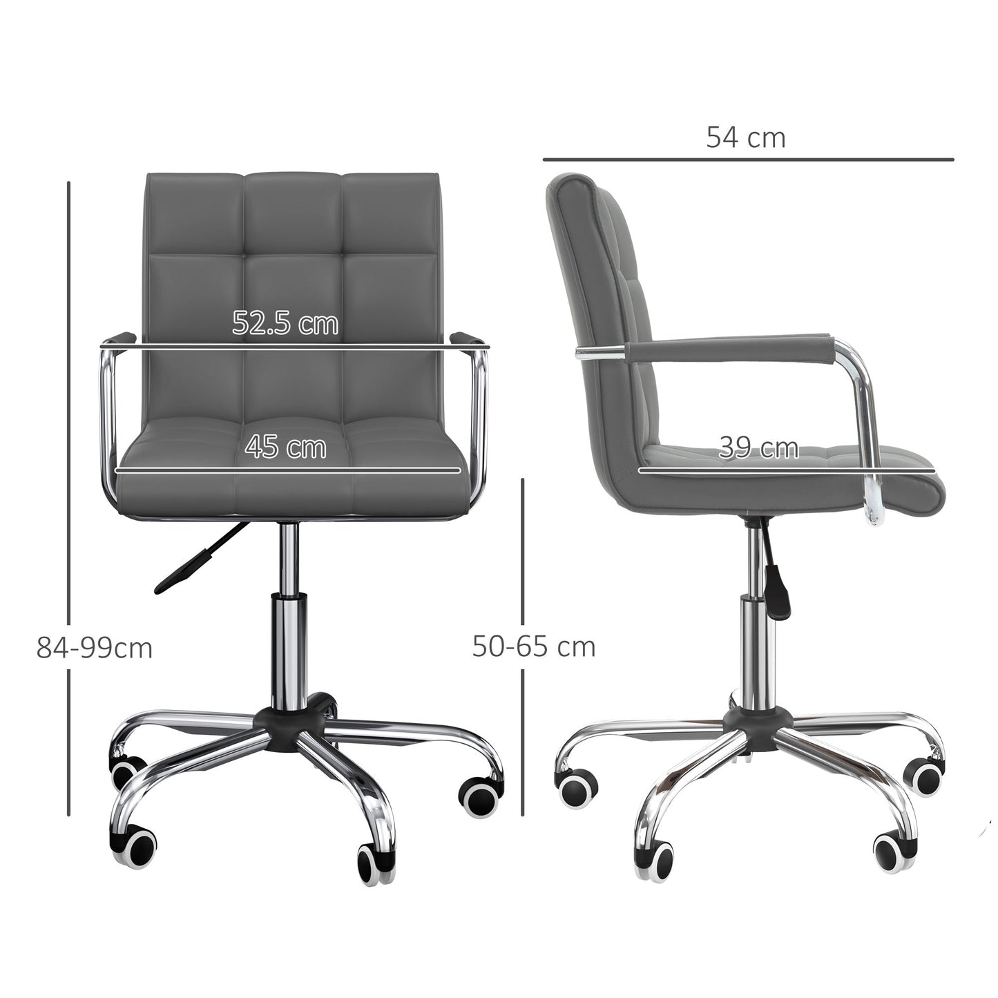 Vinsetto Mid Back PU Leather Home Office Desk Chair Swivel Computer Chair with Arm