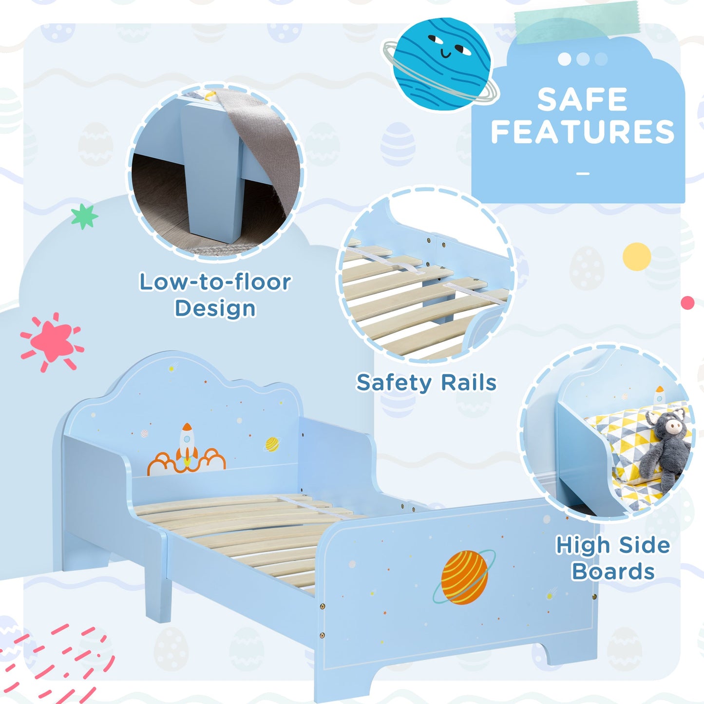 ZONEKIZ Space Themed Toddler Bed