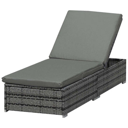 Rattan Outdoor Garden Reclining Sun Lounger Grey