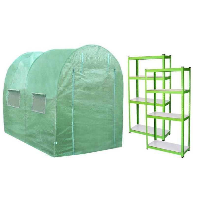 Raven Flourish 6' 6" x 9' 10" Curved Polytunnel & Racking Set - Classic Polyethylene