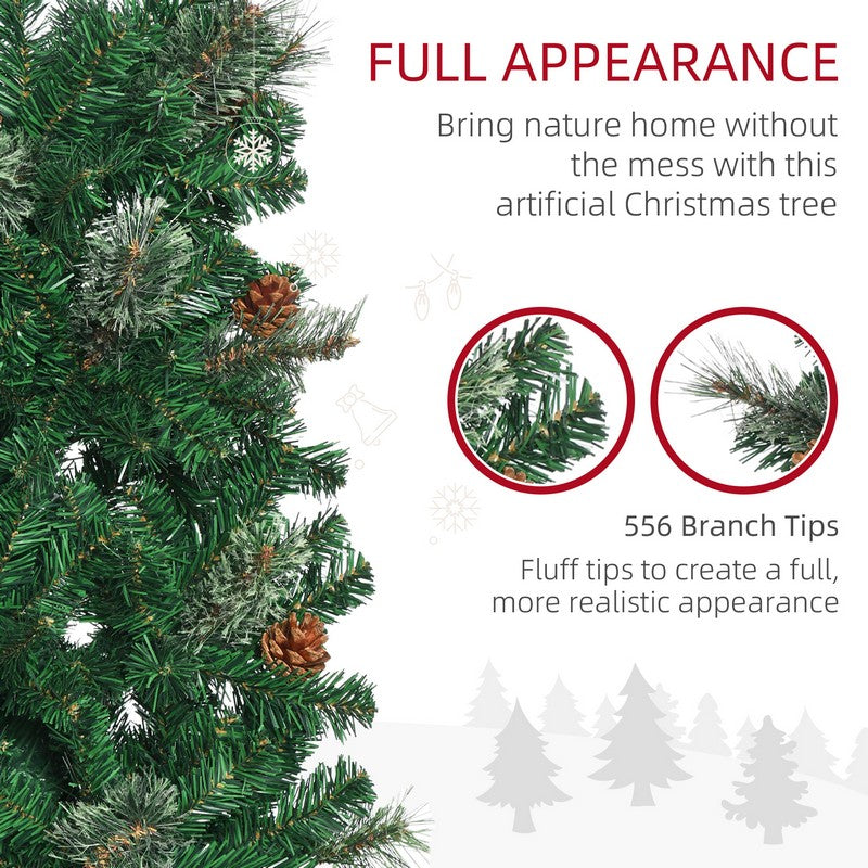 6.5FT Tall Pencil Slim Artificial Christmas Tree with Realistic Branches