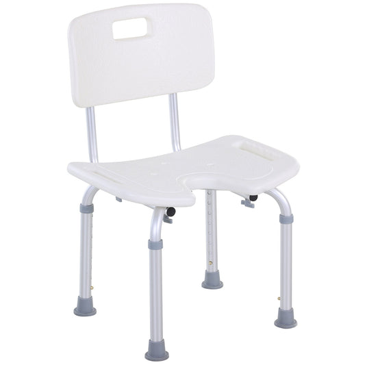 Aluminium Alloy Adjustable Shower Stool - White