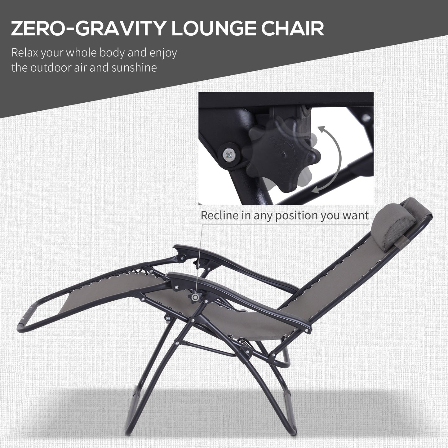 3-Piece Folding Zero Gravity Chairs Sun Lounger Table Set w/ Cup Holders Reclining Garden Yard Pool