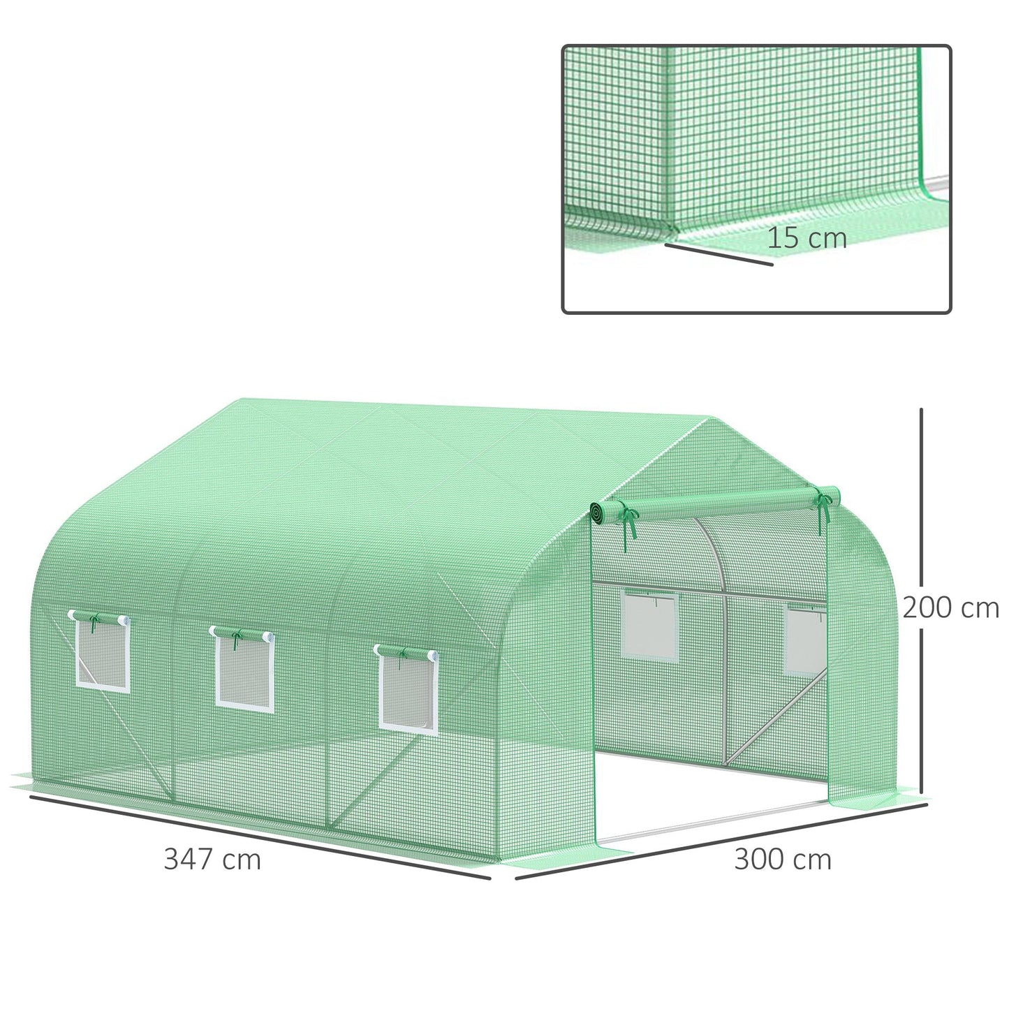 Walk In Greenhouse Cover Replacement Plant Growhouse PE Cover 4.5x3x2m Green