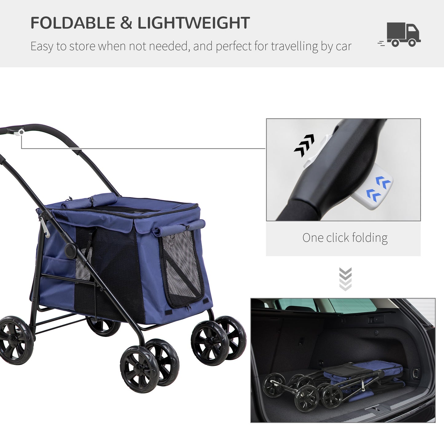 PawHut One-Click Foldable Pet Stroller