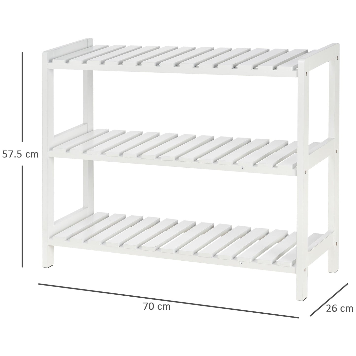 Medium-density fibreboard 3-Tier Slatted Shoe Rack White