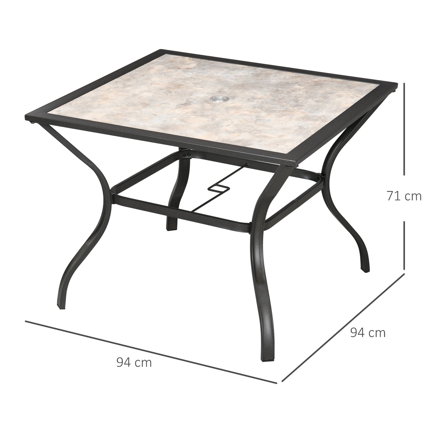 94 * 94 cm Garden Table with Parasol Hole