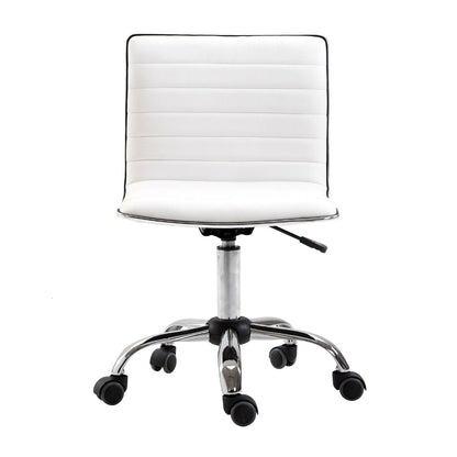 Armless Mid-Back Adjustable Office Chair-White