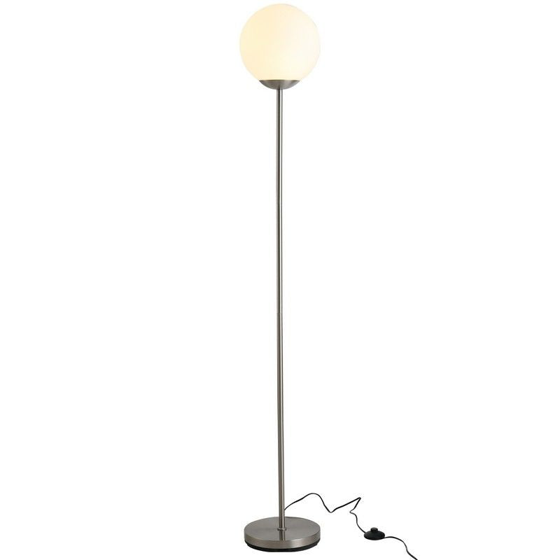 171cm Glass Globe Floor Lamp Metal Frame Sphere Light Pedal Switch Home Office Living Room Modern Unique Standing Beautiful Furnishing - Grey