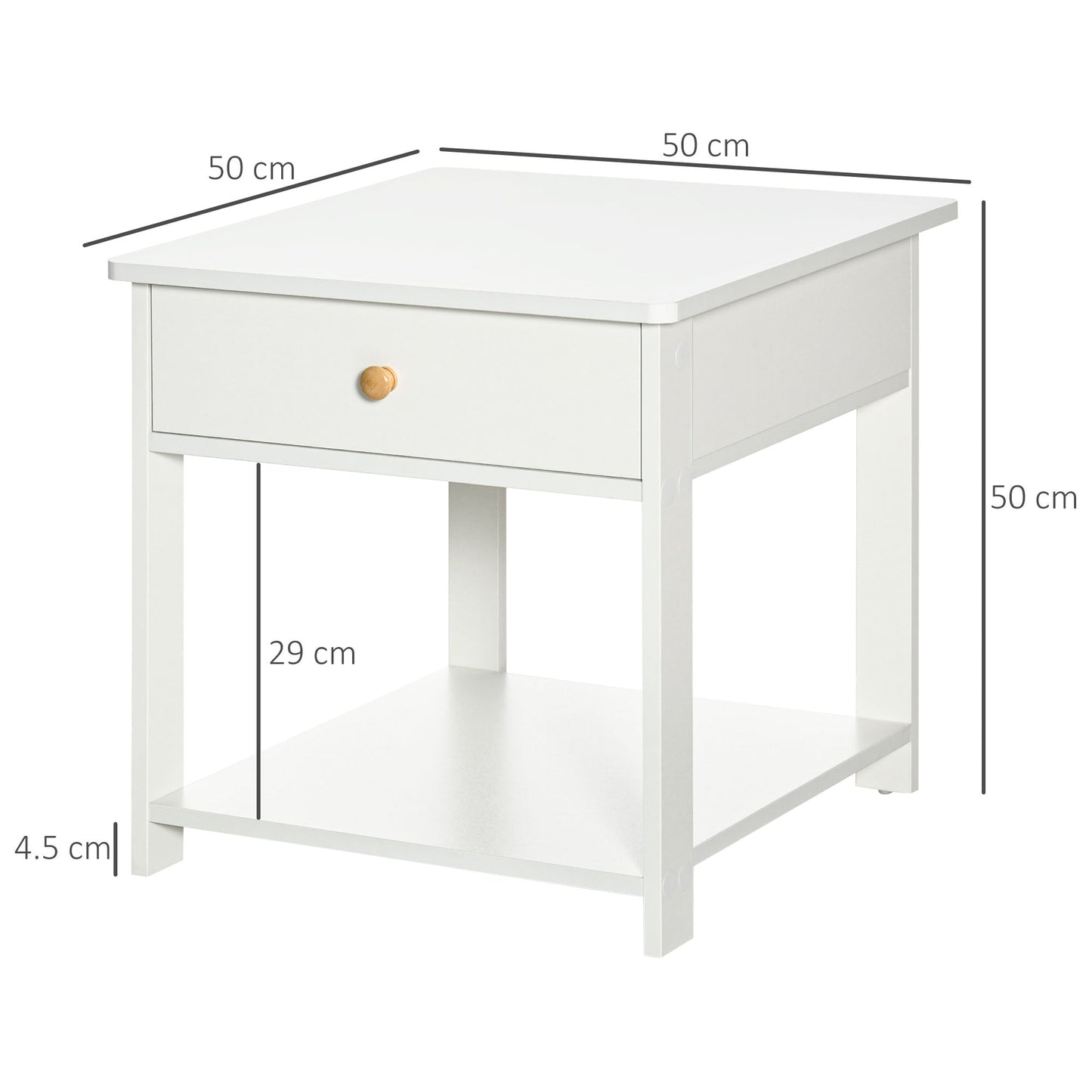 Homcom Classic Bedside Table With Drawer And Shelf - White