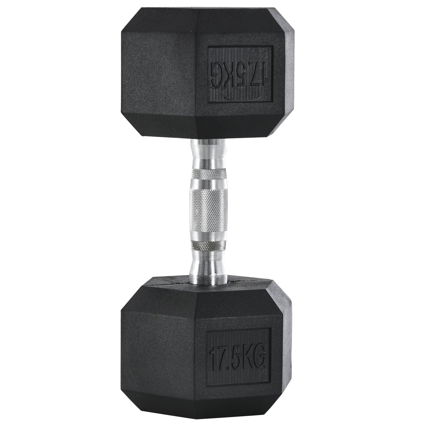 17.5KG Single Rubber Hex Dumbbell Portable Hand Weights Dumbbell Home Gym