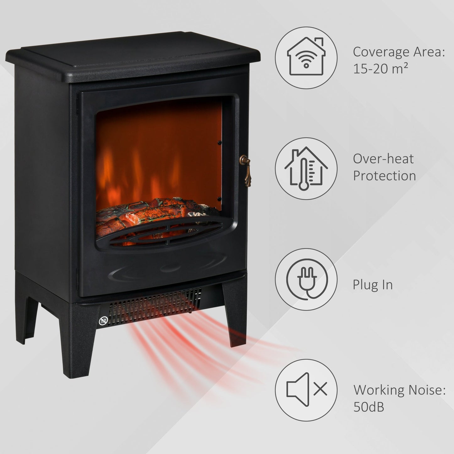 1800W Electric Fireplace Freestanding Black