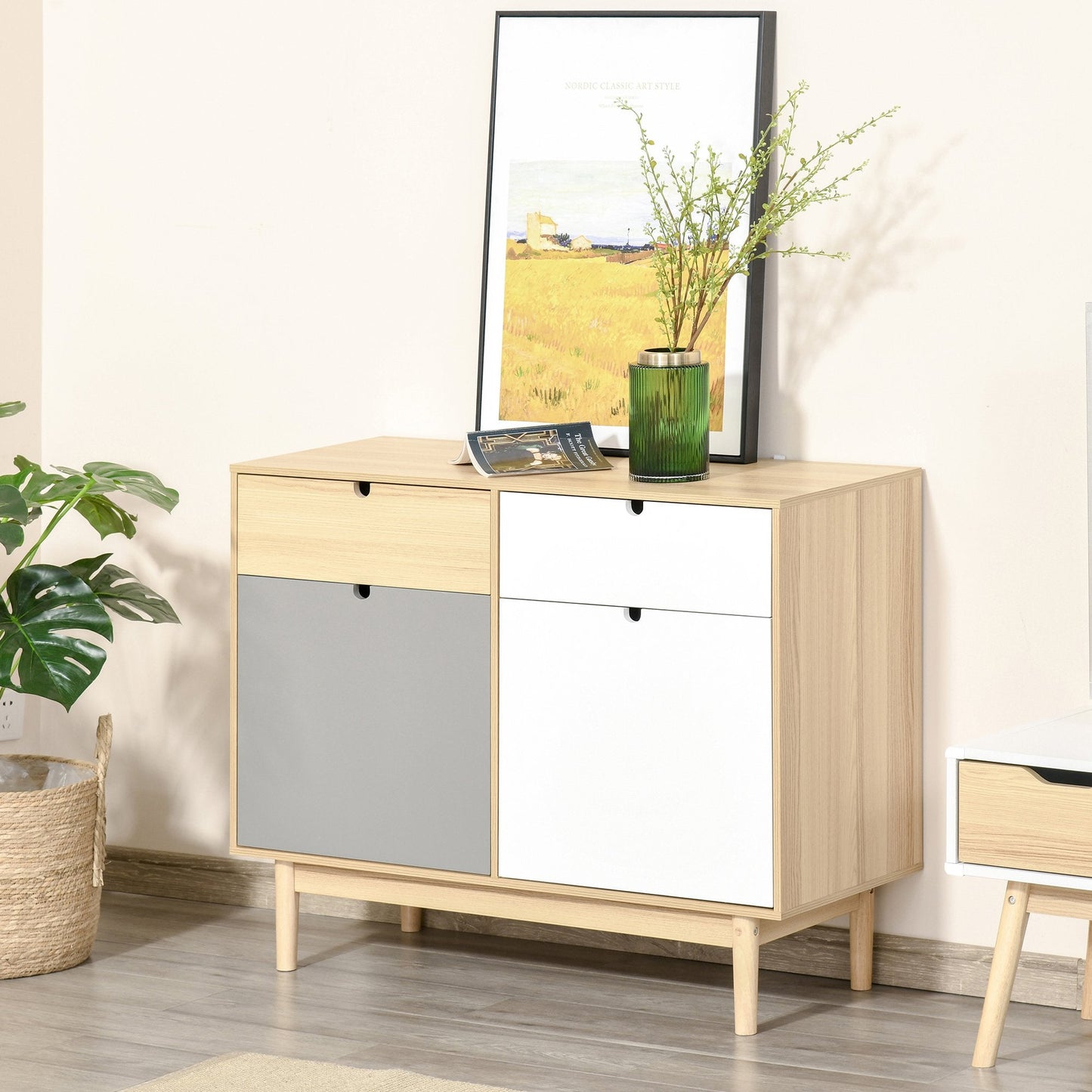 Homcom Sideboard Storage Cabinet Kitchen Cupboard with Drawers for Bedroom